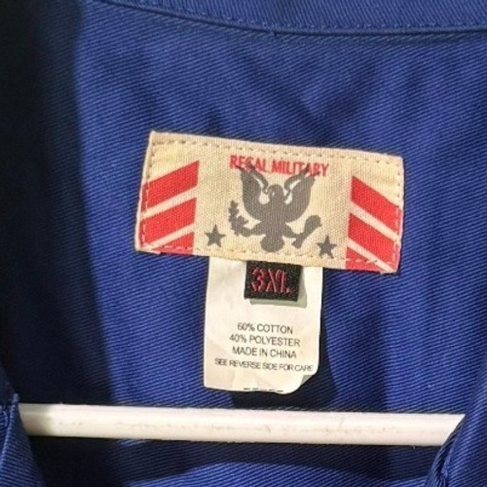 Regal Military Combat Shirt Blue Button Front Uniform Costume Men's 3XL Y2K Rap - Picture 12 of 12